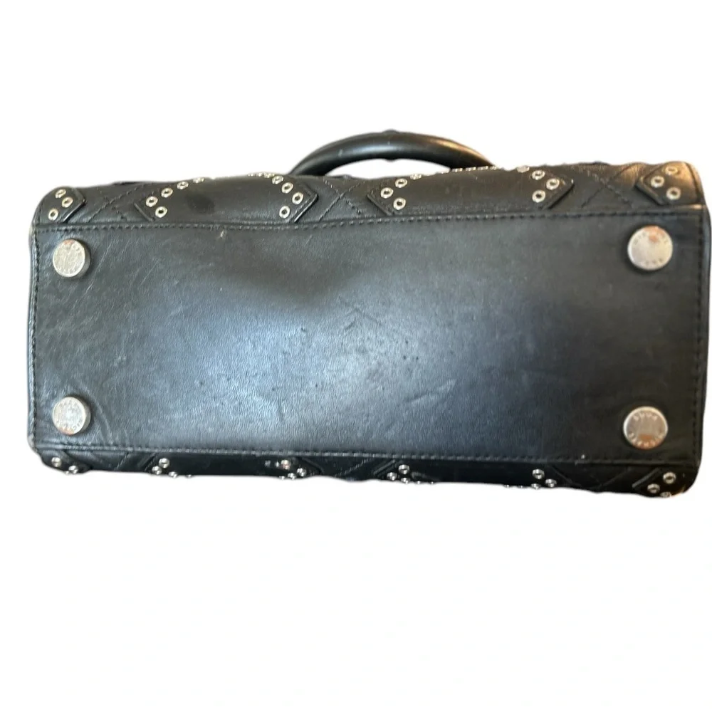 Michael Kors Selma Black‎ Leather Satchel Bag Diamond Grommet Accents